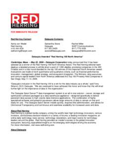 FOR IMMEDIATE RELEASE  Red Herring Contact: Dataupia Contacts: