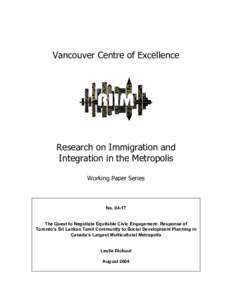 Vancouver Centre of Excellence  Research on Immigration and Integration in the Metropolis Working Paper Series