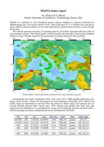 MedNet status report M. Olivieri & S. Mazza Istituto Nazionale di Geofisica e Vulcanologia, Roma, Italy MedNet is a network of very broadband seismic stations installed in countries bordering the Mediterranean area. The 