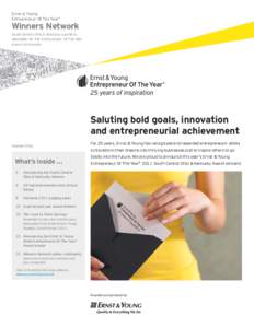 Ernst & Young Entrepreneur Of The Year® Winners Network South Central Ohio & Kentucky quarterly newsletter for the Entrepreneur Of The Year