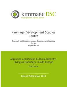 Kimmage Development Studies Centre Research and Perspectives on Development Practice Series Paper No. 17