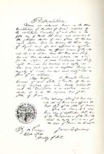 Proclamation  Whereas an instrument known as the New Constitution of the State of Iowa adopted by the  constitutional convention of said State on the fifth day of March AD. 1857 was submit