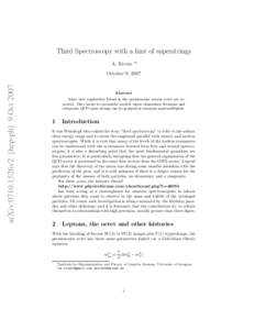 Third Spectroscopy with a hint of superstrings A. Rivero ∗†  arXiv:0710.1526v2 [hep-ph] 9 Oct 2007