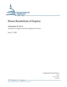 House Resolutions of Inquiry