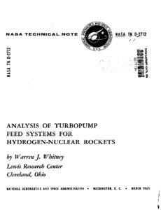 Analysis of turbopump feed systems for hydrogen-nuclear rockets