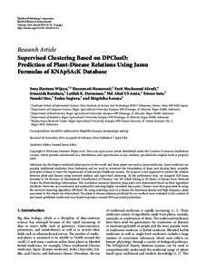 Supervised Clustering Based on DPClusO: Prediction of Plant-Disease Relations Using Jamu Formulas of KNApSAcK Database