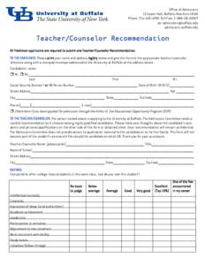 Teacher/Counselor Recommendation