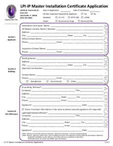 LPI-IP Master Installation Certificate Application Application No. Date of Application:  Date of Installation: