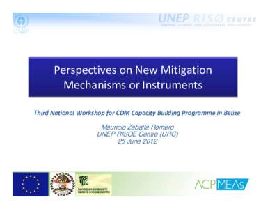 Perspectives on New Mitigation  Mechanisms or Instruments Third National Workshop for CDM Capacity Building Programme in Belize  Mauricio Zaballa Romero UNEP RISOE Centre (URC)