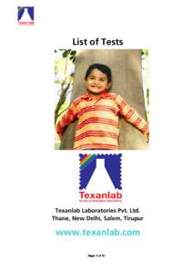 ListofTests  TexanlabLaboratoriesPvt.Ltd. Thane,NewDelhi,Salem,Tirupur  www.texanlab.com