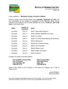 Alberta / Geography of Canada / Provinces and territories of Canada / Mackenzie County /  Alberta / Fort Vermilion /  Alberta / Councillor