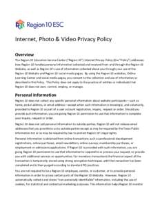 Internet, Photo & Video Privacy Policy