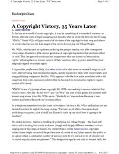 A Copyright Victory, 35 Years Later - NYTimes.com  Page 1 of 3 September 10, 2013