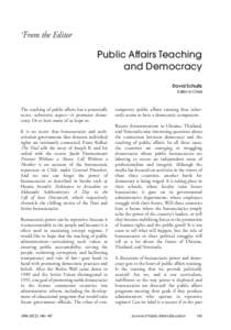 !rom the Editor  Public Affairs Teaching and Democracy David Schultz Editor in Chief