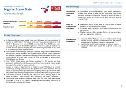 Microbiology / Neglected diseases / Pandemics / Maiduguri / Cholera / Internally displaced person / Konduga / Biu /  Nigeria / Boko Haram / States of Nigeria / Medicine / Health