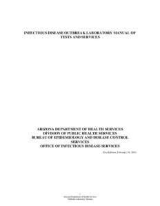 INFECTIOUS DISEASE OUTBREAK LABORATORY MANUAL OF TESTS AND SERVICES