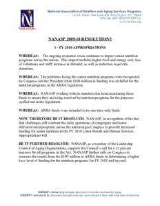 National Association of Nutrition and Aging Services Programs 1612 K Street, NW Suite 400 Washington, DC[removed][removed]2099 fax www.nanasp.org  NANASP[removed]RESOLUTIONS