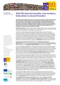 Press Release  Granada, 23 April[removed]EFA General Assembly: new members, Darko Brlek re-elected President