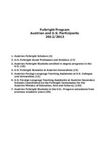 Fulbright Program Austrian and U.S. Participants[removed]Austrian Fulbright Scholars[removed]U.S. Fulbright Guest Professors and Scholars (17)