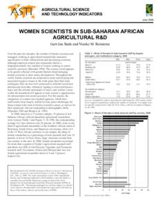 Women Scientists In Sub-Saharan African Agricultural R and D