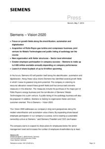 Press Release: Siemens – Vision 2020