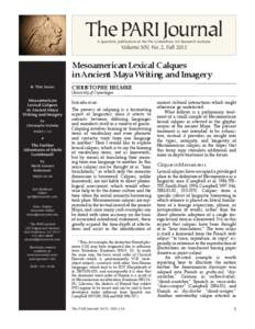 ThePARI Journal A quarterly publication of the Pre-Columbian Art Research Institute