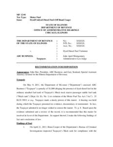 Petroleum products / Petroleum / Diesel / Diesel fuel / Fuel dyes / Prima facie / Illinois Bureau of Criminal Investigations / Law / Soft matter / Liquid fuels