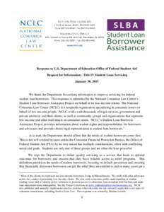 Request for Information: Title IV Student Loan Servicing