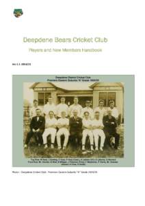 Deepdene Bears Cricket Club Players and New Members Handbook VerPhoto – Deepdene Cricket Club - Premiers Eastern Suburbs “A” Grade