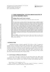 International Journal of Architectural Heritage, 8: 312–335, 2014 Copyright © Taylor & Francis Group, LLC ISSN: printonline DOI: THREE-DIMENSIONAL (3D) EQUILIBRIUM 