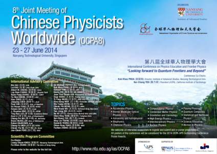 Organisers  8th Joint Meeting of Chinese Physicists Worldwide (OCPA8)