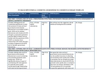 Response to Comments on Draft FY 2014 OCSPP NPM Guidance