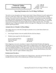 GBJ-AR - Operating Procedures for Use of College Cell Phones