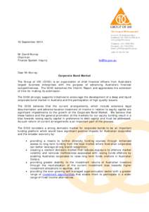 G100 Submission to the Financial System Inquiry - Corporate Bond Market - 16 September 2014