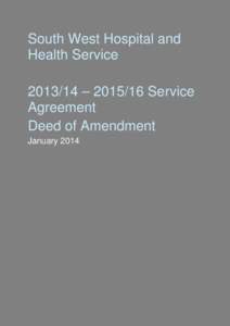 South west HHS service agreement deed of amendment Jan 2014