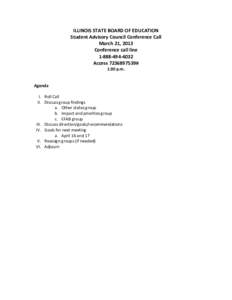 Student Advisory Council  (SAC) Meeting Agenda - March 21, 2013