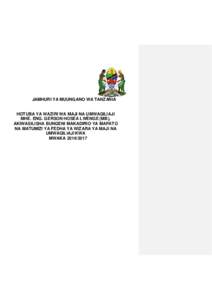 m  JAMHURI YA MUUNGANO WA TANZANIA HOTUBA YA WAZIRI WA MAJI NA UMWAGILIAJI MHE. ENG. GERSON HOSEA LWENGE (MB),