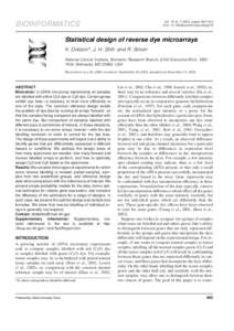 Vol. 19 no[removed], pages 803–810 DOI: [removed]bioinformatics/btg076 BIOINFORMATICS  Statistical design of reverse dye microarrays