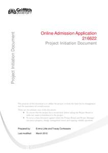 Online Admissions Product Initiation Document