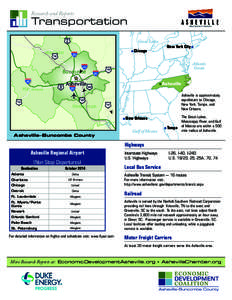 ResearchAsheville and Reports Metro Statistical Area Map Transportation Highways, airports, railroads