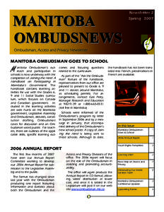 MANITOBA OMBUDSNEWS Newsletter 2 Spring 2007