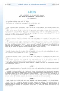 .  23 avril 2005 JOURNAL OFFICIEL DE LA RÉPUBLIQUE FRANÇAISE