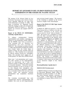 IFEP-APREPORT OF ADVISORY PANEL ON IRON FERTILIZATION EXPERIMENT IN THE SUBARCTIC PACIFIC OCEAN  W
