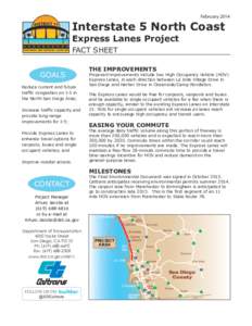 February[removed]Interstate 5 North Coast Express Lanes Project FACT SHEET GOALS
