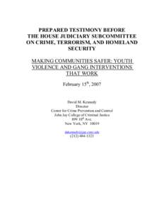 Microsoft Word - Copy of Youth Violence and Gangs David Kennedy House Testimony feb 2007.doc