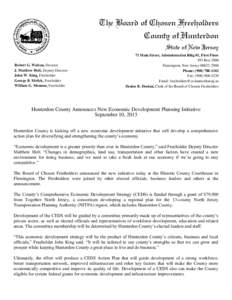 The Board of Chosen Freeholders County of Hunterdon State of New Jersey Robert G. Walton, Director J. Matthew Holt, Deputy Director John W. King, Freeholder