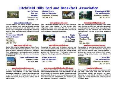 Litchfield Hills Bed and Breakfast Association Arc De Roses Bed and Breakfast Warren/New[removed]