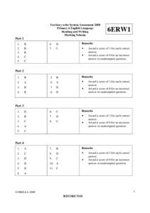 Territory-wide System Assessment 2008 Primary 6 English Language Reading and Writing Marking Scheme  6ERW1