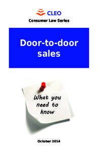Consumer Law Series  Door-to-door sales  What you