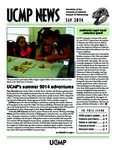 UCMP NEWS  Newsletter of the University of California Museum of Paleontology